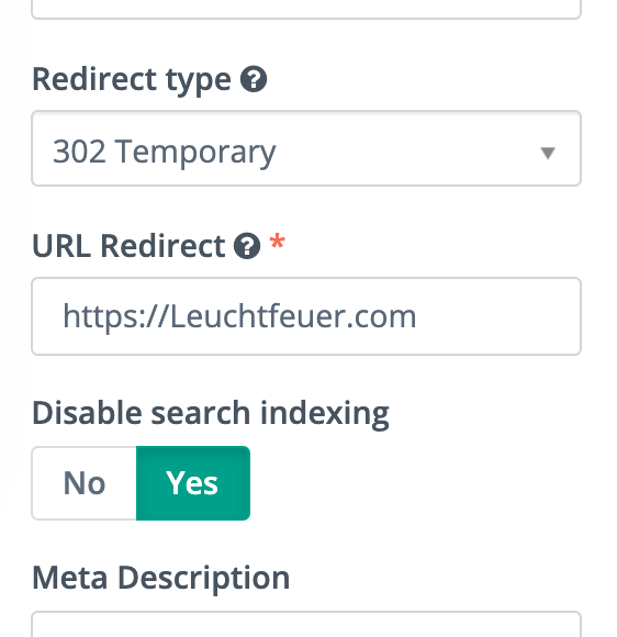 Setting the Redirect Target for a Mautic Manding Page